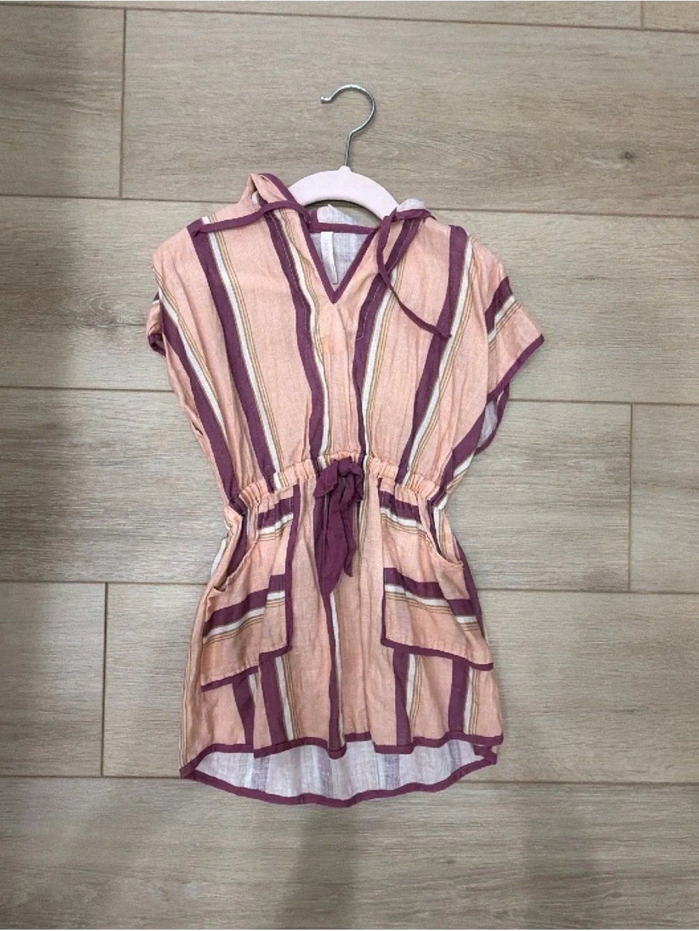 Zimmermann Peach, Plum & Cream Striped V-Neck Tunic